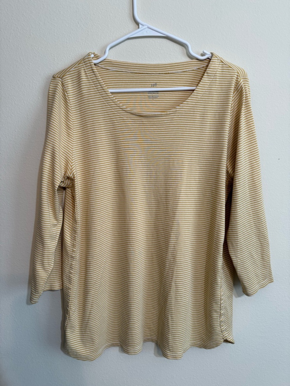 J Jill Women’s Striped Scoop Neck Top - Yellow/Cream L